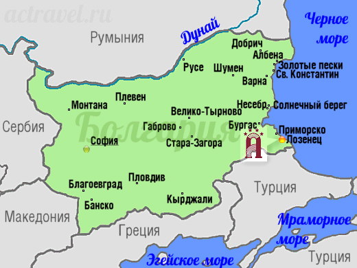 Положение отеля «Армира Лозенец» на карте Болгарии