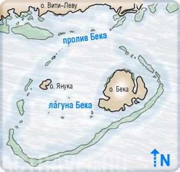 Положение лагуны Бека (Бенга, Мбенга) на карте Фиджи