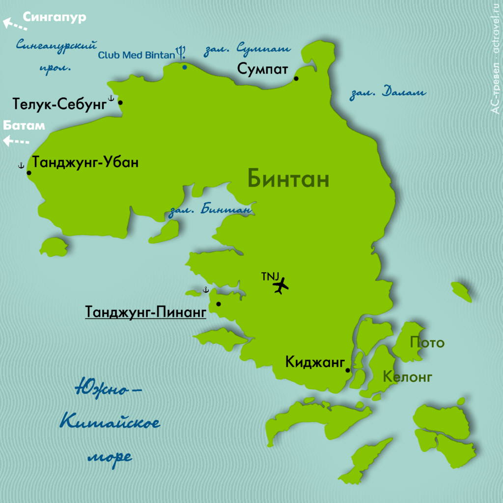 Карта острова Бинтан