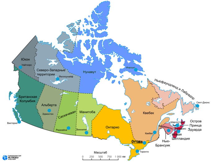 Карта провинций Канады