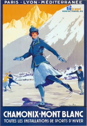 Старый постер с рекламой Chamonix Mont-Blanc