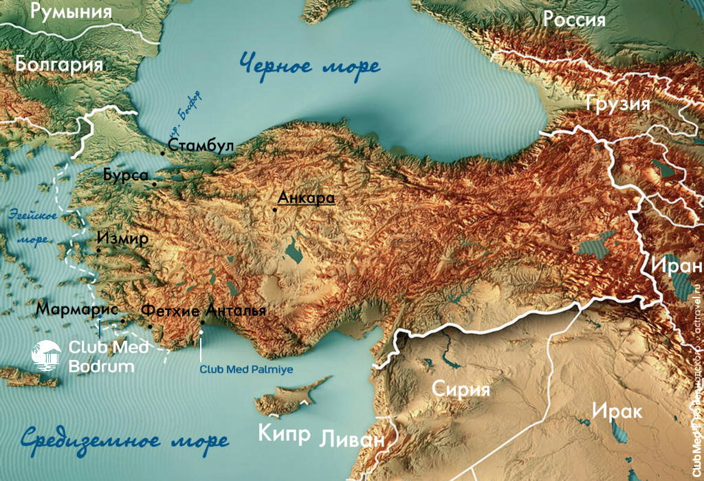 Расположение курорта Club Med Bodrum на карте Турции