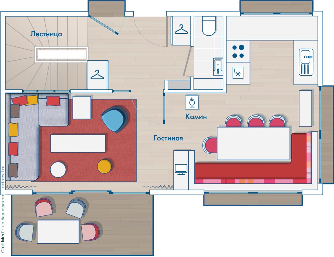 План шале с тремя спальнями на курорте Club Med Grand Massif