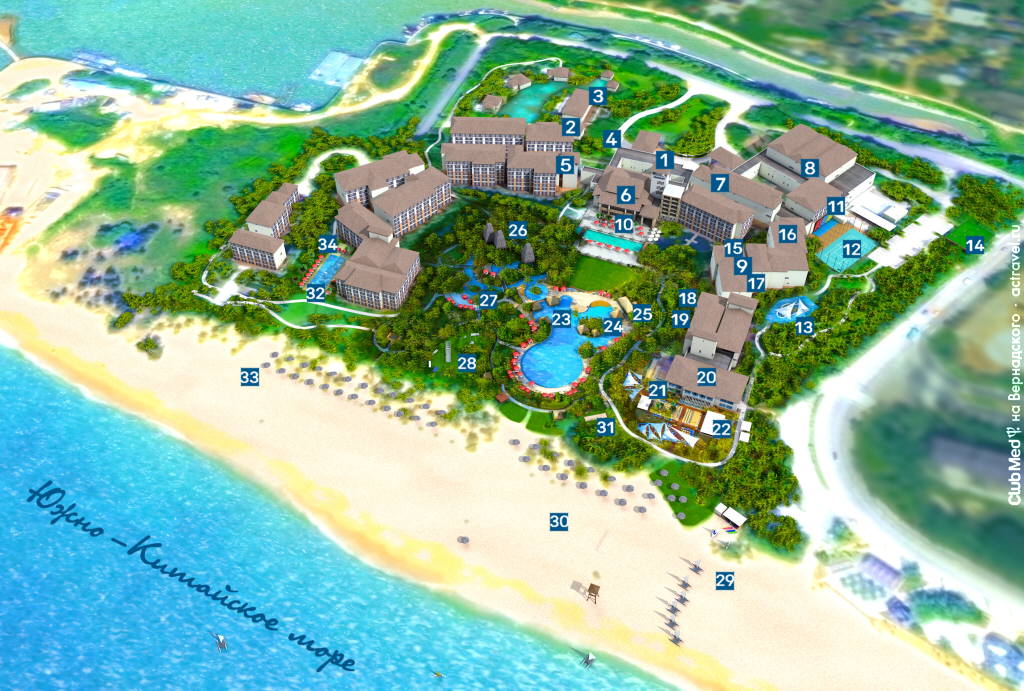 Схема курорта Club Med Sanya
