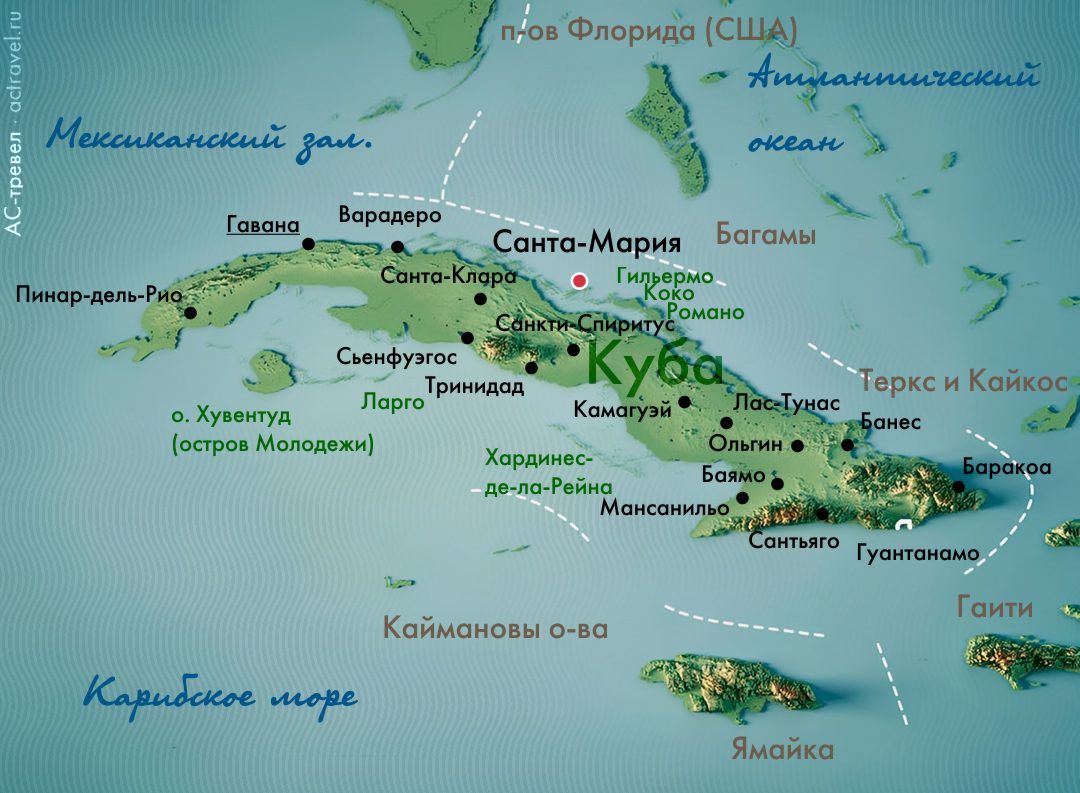 Положение Кайо-Санта-Мария на карте Кубы