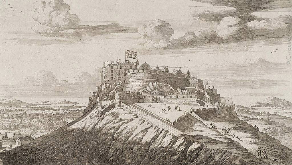 Эдинбургский замок на старинной гравюре