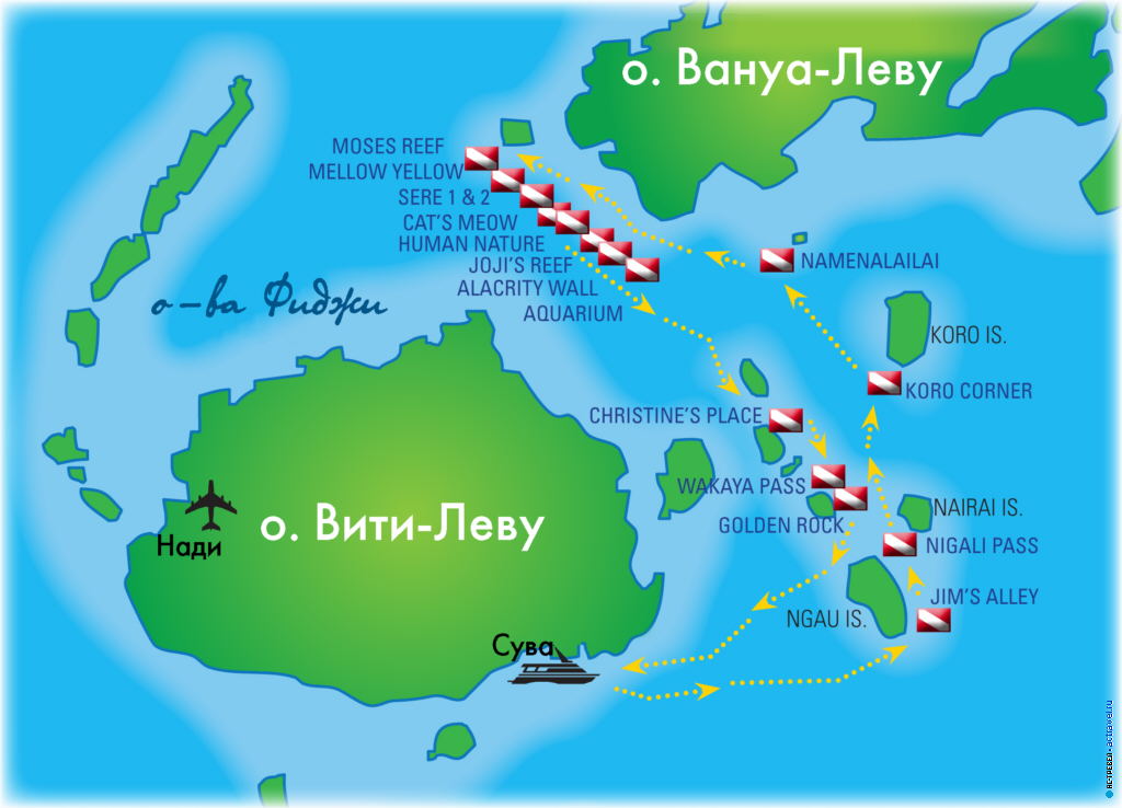 Карта сафари Fiji Aggressor