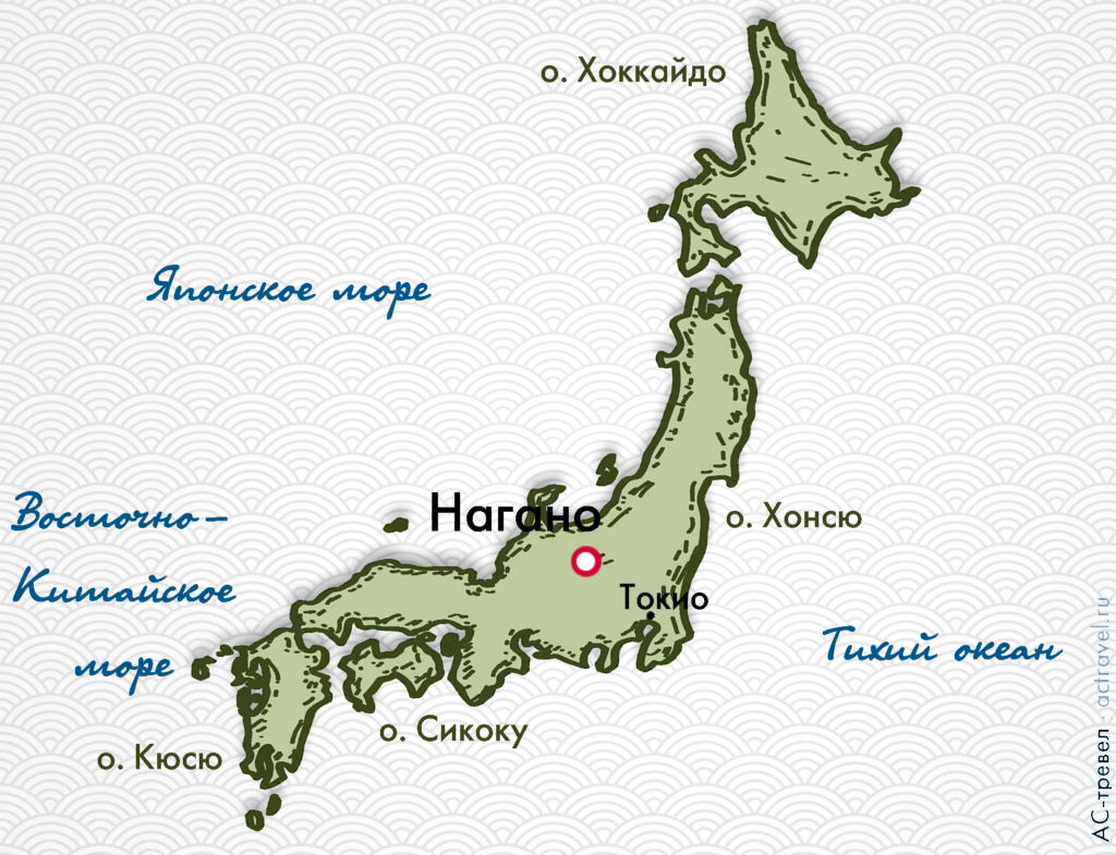 Положение Нагано на карте Японии