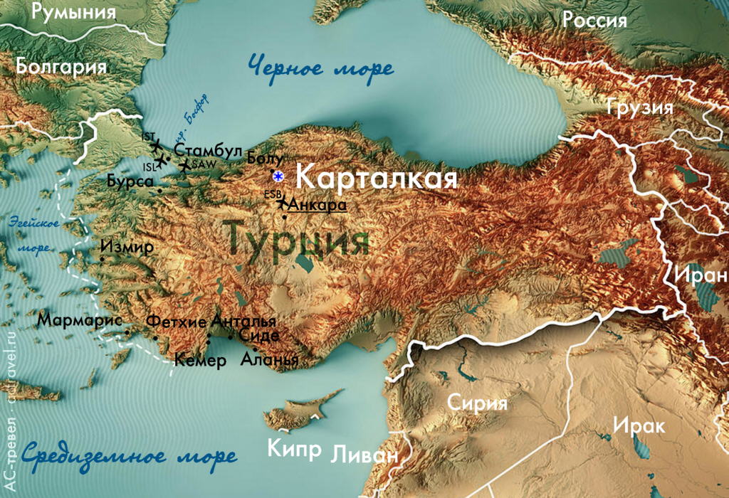 Положение Карталкаи на карте Турции