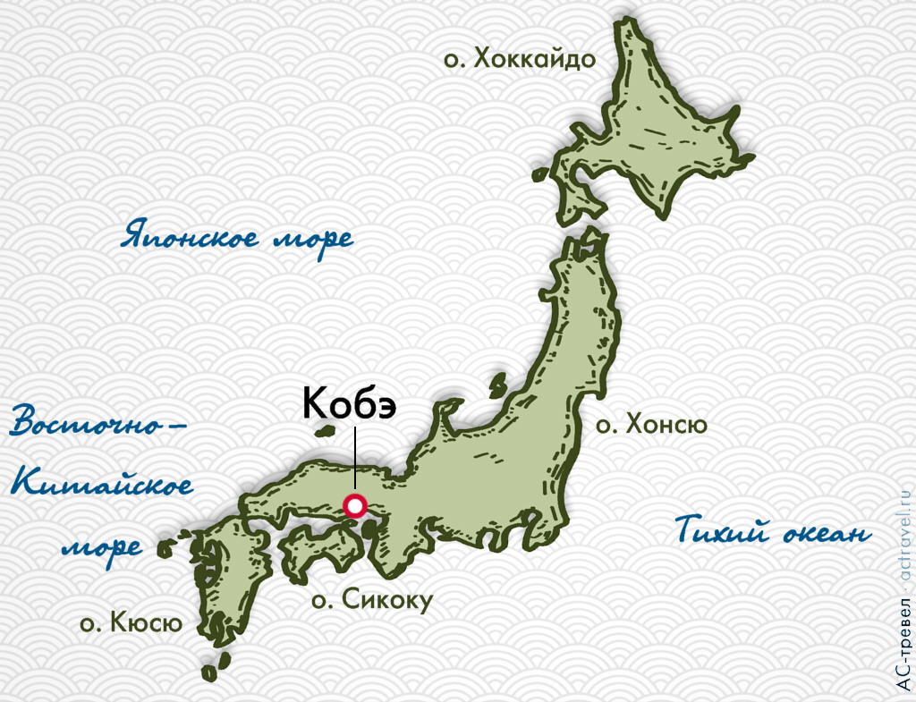Положение Кобэ на карте Японии