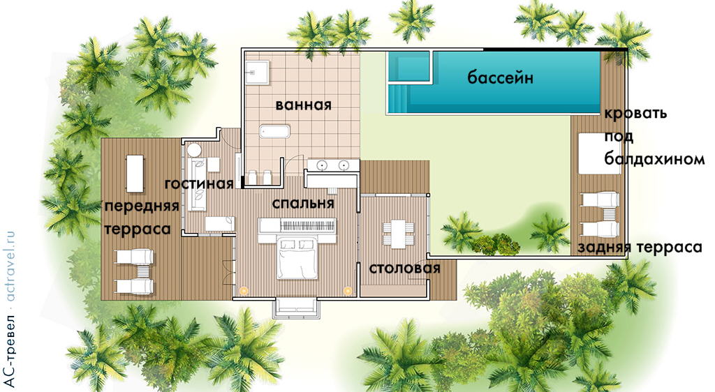 План виллы Honeymoon Pool Villa
