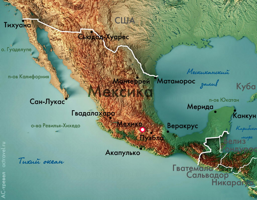 Положение Мехико на карте Мексики