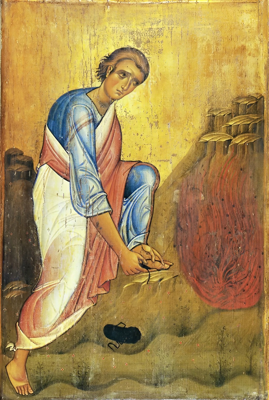 Моисей перед Неопалимой Купиной. Икона из собрания монастыря Св. Екатерины, XII в.
