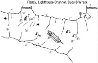 Схема дайв-сайтов Lighthouse Channel и Buoy 6 Wreck