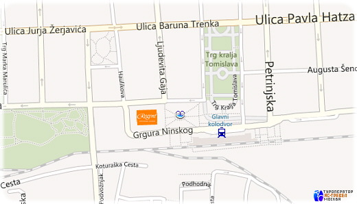 Отель Esplanade на карте Загреба