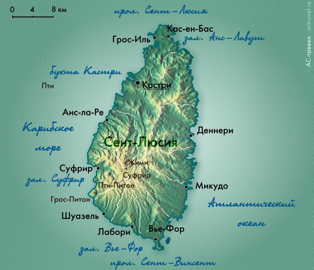 Карта Сент-Люсии