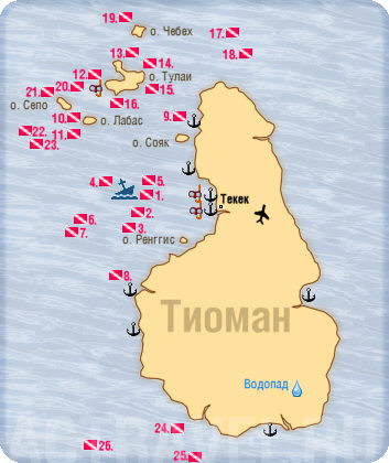 Карта острова Тиоман