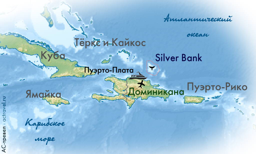 Карта маршрута яхты Turks & Caicos Aggressor II по Доминикане
