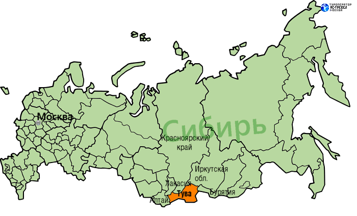 Положение Тувы на карте России