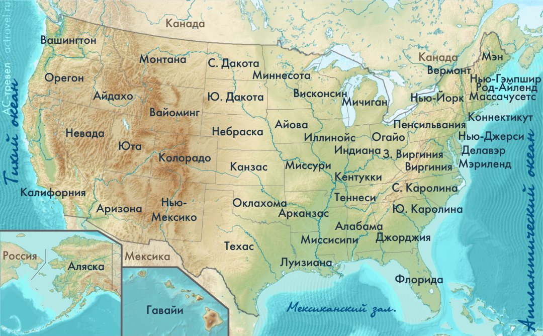 Карта штатов США