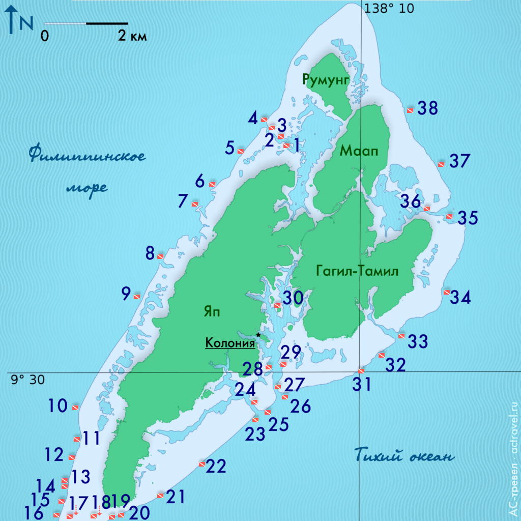 Карта островов Яп