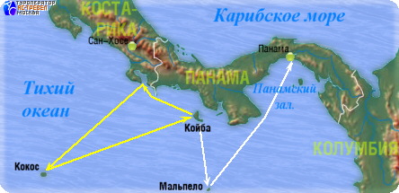 Карта маршрутов дайверской яхты Yemaya